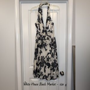 White House Black Market Black and White Halter Sundress